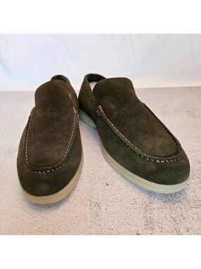 🍁NIB Size 8 Olive Green Moc-Toe Venetian Suede Loafers Snover Crafted in Canada